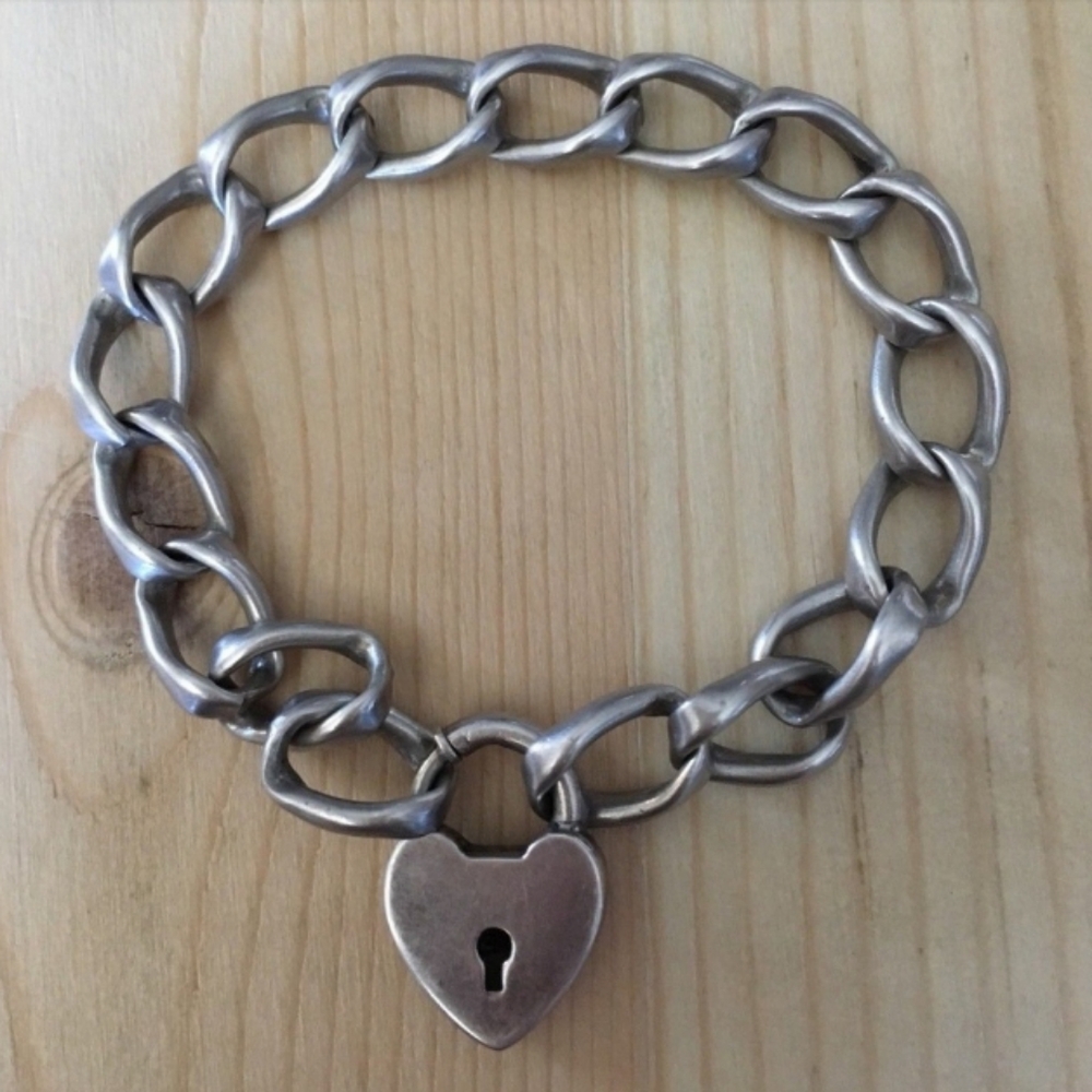 Silver Heart Lock Bracelet